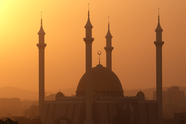 A mosque at sunset