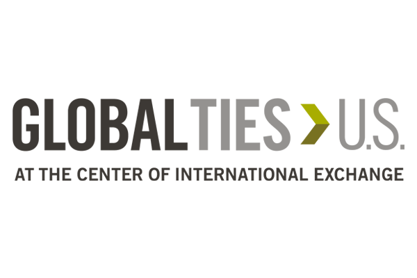 Global TIES US logo with At the Center of International Education under it.