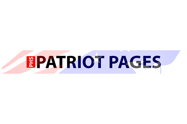 Patriot Pages text over a U.S. flag background.