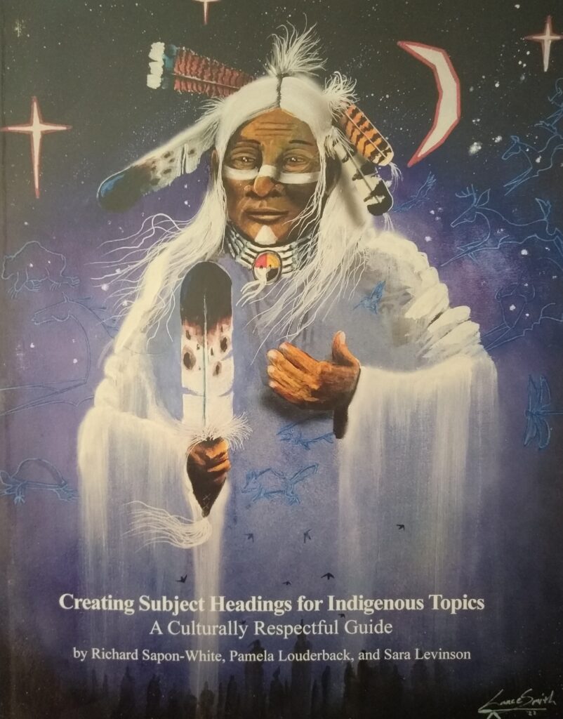 Cover art for a publication featuring a painting of an Indigenous person carrying a feather.